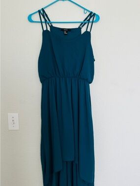 Forever 21 Teal Strapless High-Low Maxi Dress